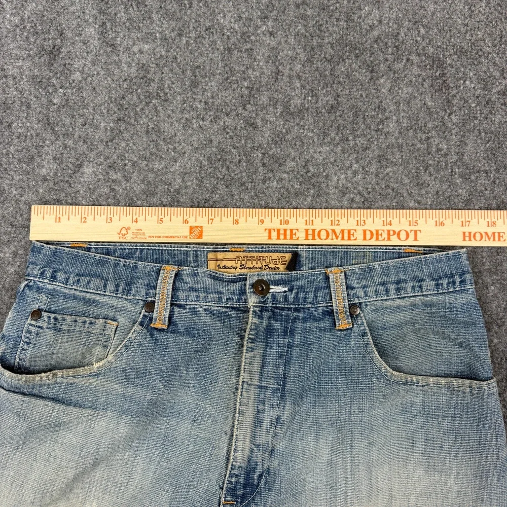 Attitude Mens Denim Jorts Shorts Size 34 Light Wash Baggy Skater Y2K Hip Hop